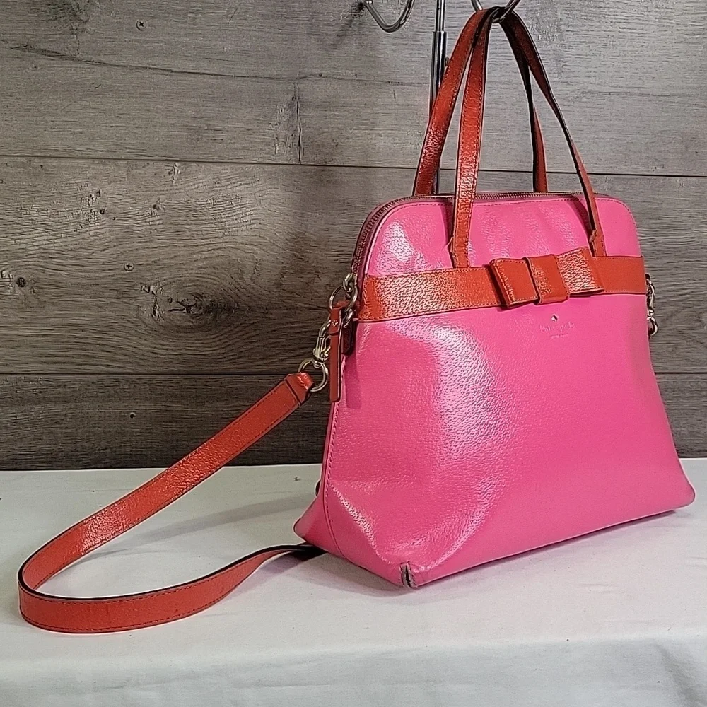 Kate Spade Pink and Orange Leather Satchel Crossbody Bag